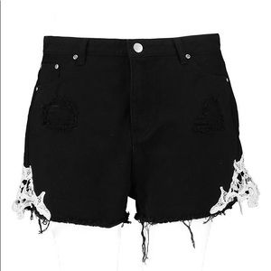 Boohoo Plus Olivia Crochet Detail Denim Short